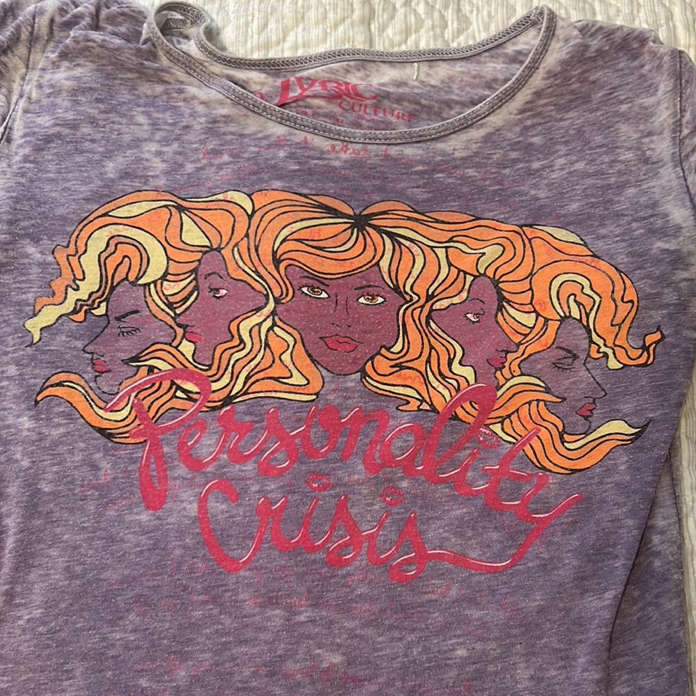 Vintage Y2K New York Dolls sheer lyric shirt burnout sublimation